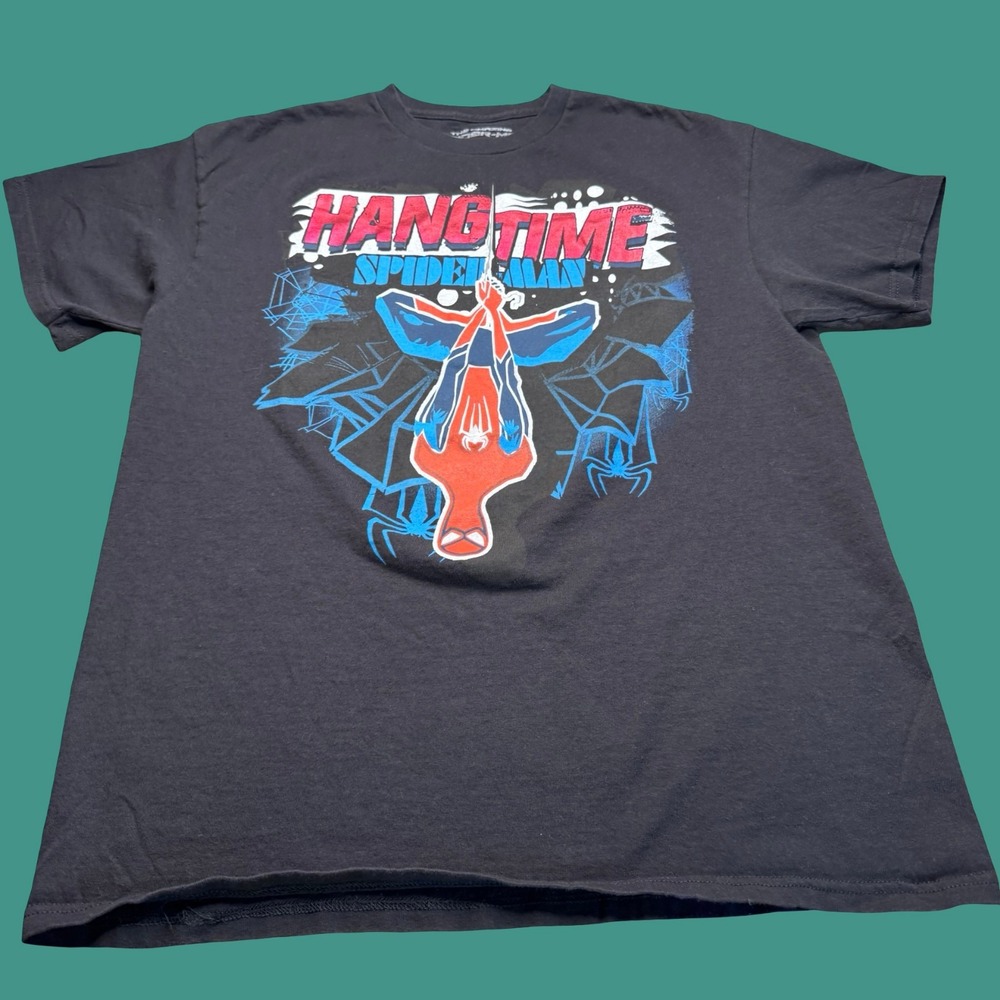 The Amazing Spider-Man Hang Time T Shirt Large Black Red Blue Marvel Graphic